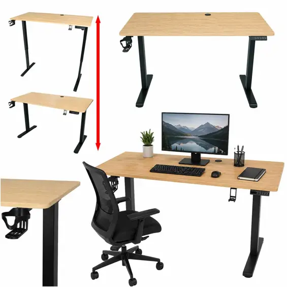 Ikonka KX2640_1 električni podesivi radni stol 120 × 60 cm – dekor drveta