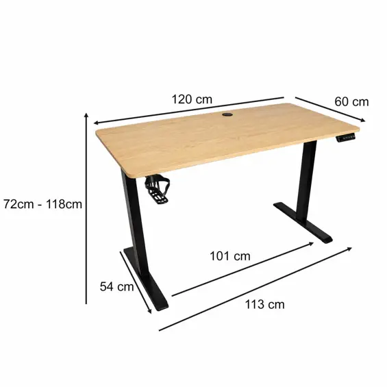 Ikonka KX2640_1 električni podesivi radni stol 120 × 60 cm – dekor drveta