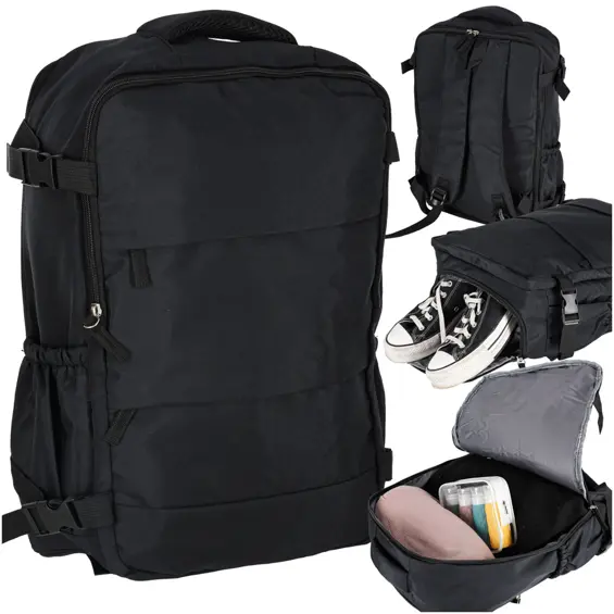 Ikonka KX2993 putni kabinski ruksak 45 × 30 cm – crni