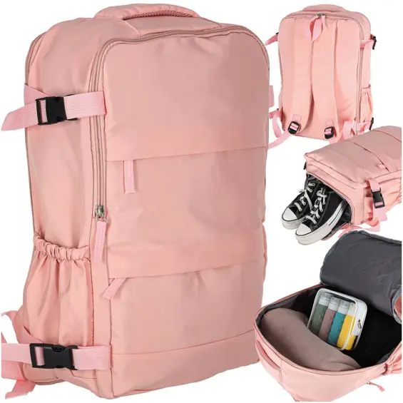 Ikonka KX2993_1 putni kabinski ruksak 45 × 30 cm – rozi
