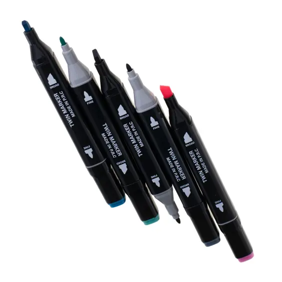 Ikonka KX5123_3 set dvostranih alkoholnih markera 168 komada – tanki i široki vrh, stalak i torbica