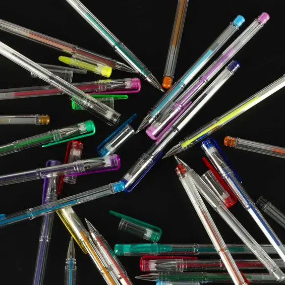 Ikonka KX5555 set gel olovaka 25 komada – glitter, metalik, fluorescentne i klasične boje, plastična kutija