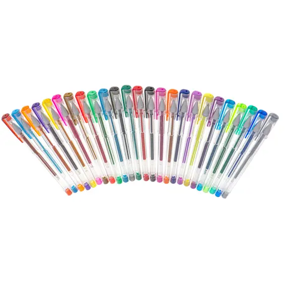 Ikonka KX5555 set gel olovaka 25 komada – glitter, metalik, fluorescentne i klasične boje, plastična kutija