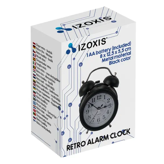 Izoxis 25473 retro analogni budilnik s LED osvjetljenjem – crni