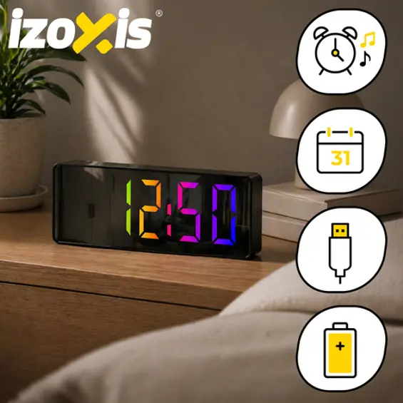 IZOXIS LED budilica s prikazom temperature, datuma i vremena