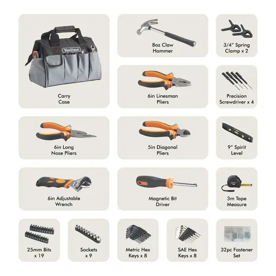 j VonHaus 15/251-Torba i set ručnih alata od 92 dijela
