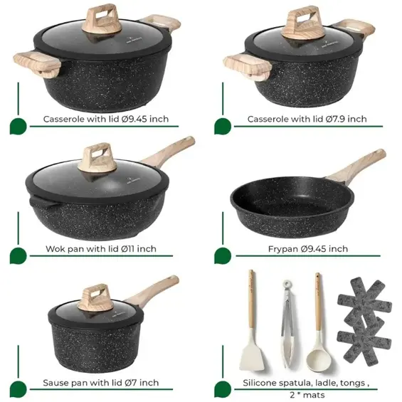 Just Perfecto JL-889 set posuđa s granitnim premazom, 14 dijelova