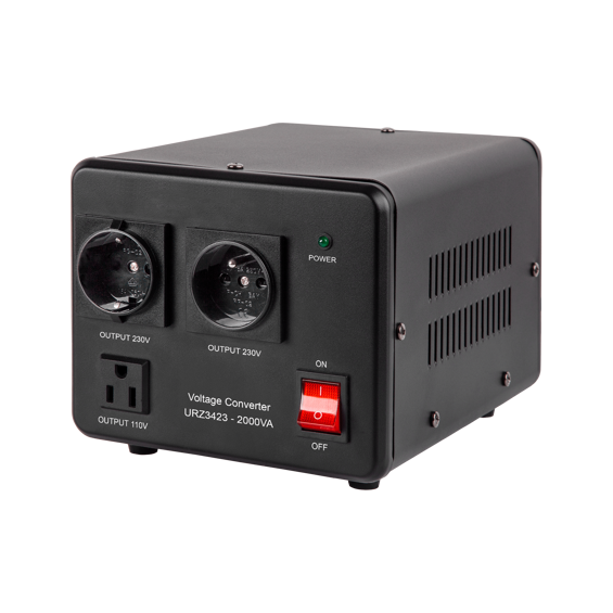KEMOT URZ3423 pretvarač napona 230 V ↔ 115 V, 1600 W / 2000 VA, toroidalni transformator