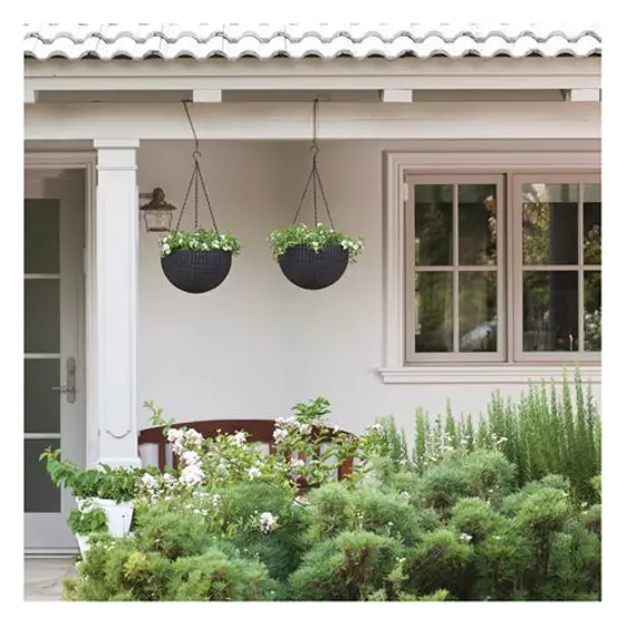 Keter Hanging Sphere viseća tegla za cvijeće 8,6 L – Ø 35 × 22 cm, imitacija ratana, smeđa