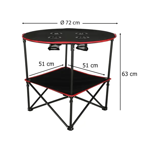KIK KX3261 sklopivi kamperski stol s držačima za piće 72 cm