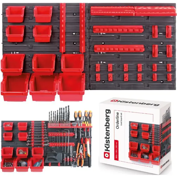 Kistenberg Orderline KOR4-S411 zidni organizator za alat – 2 ploče, 10 posuda i držači
