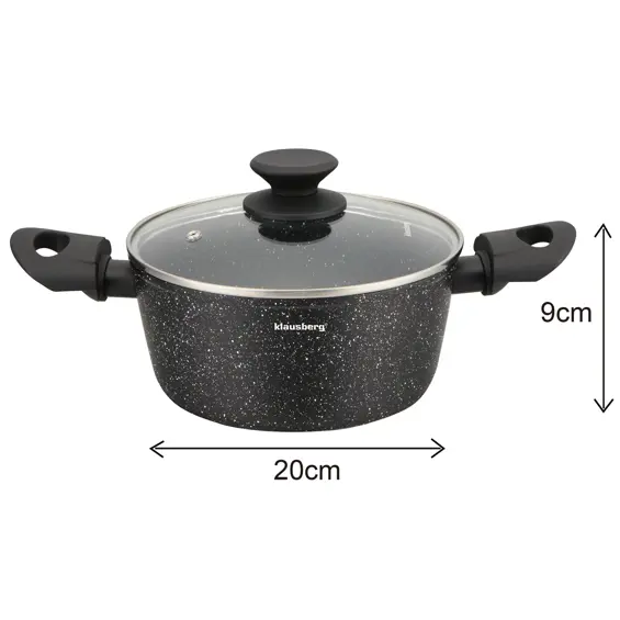 Klausberg KB-7657 Set Posuđa 12 Dijelova – Aluminij, Mramorni Neprianjajući Premaz, Indukcija