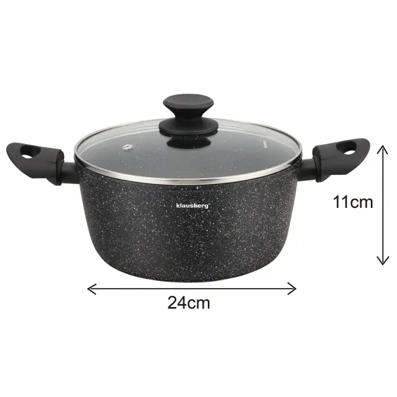 Klausberg KB-7657 Set Posuđa 12 Dijelova – Aluminij, Mramorni Neprianjajući Premaz, Indukcija