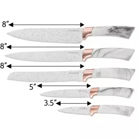 Klausberg KB-7769 set 5 kuhinjskih noževa sa stalkom – bijelo-smeđi
