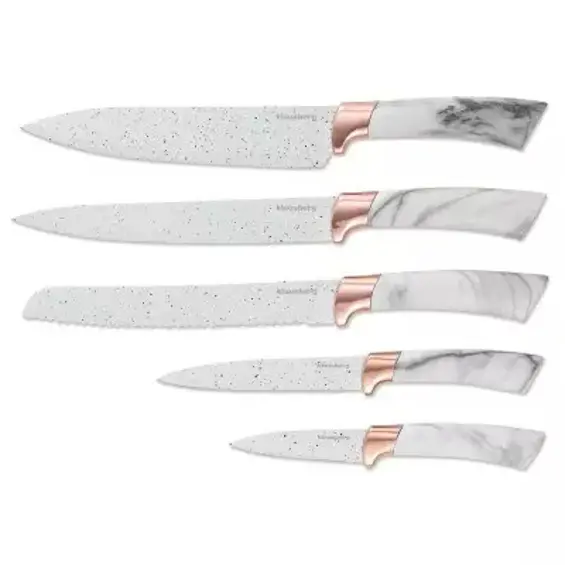 Klausberg KB-7769 set 5 kuhinjskih noževa sa stalkom – bijelo-smeđi