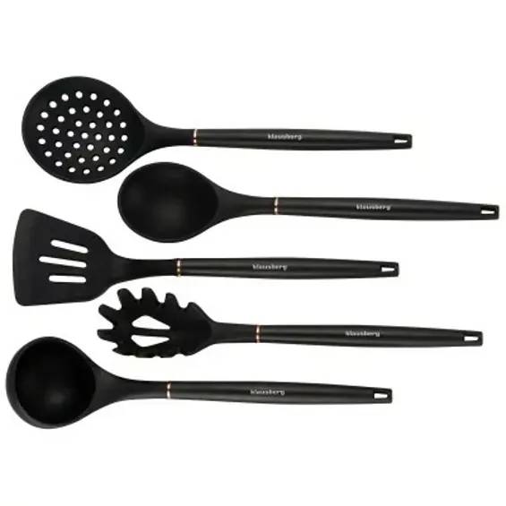 Klausberg KB-7835 set noževa i kuhinjskog pribora s daskom i stalkom, 12 dijelova – crni