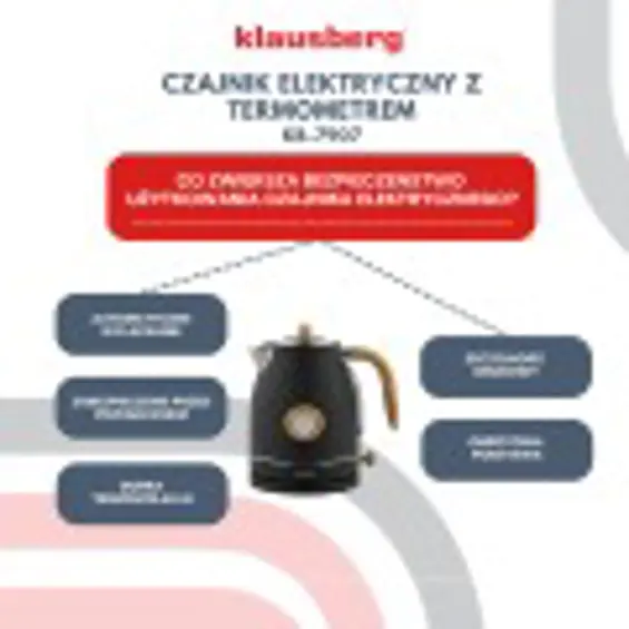Klausberg KB-7907 retro kuhalo za vodu s termometrom 1,7 L, 2200 W – crno