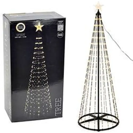 KOOPMAN – LED božićno drvce 210 cm, 370 RGB LED dioda, daljinski upravljač, IP44, crno