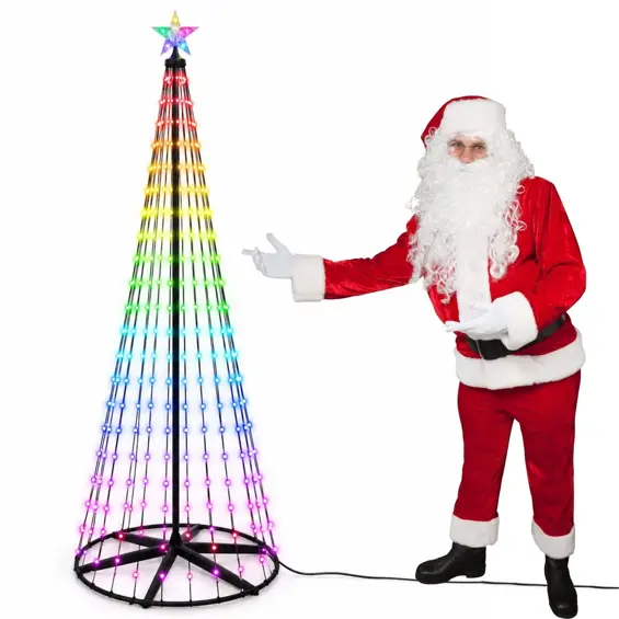 KOOPMAN – LED božićno drvce 210 cm, 370 RGB LED dioda, daljinski upravljač, IP44, crno