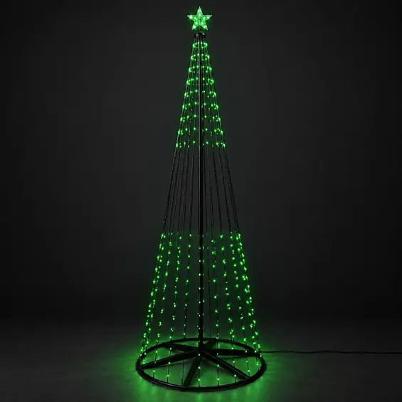 KOOPMAN – LED božićno drvce 210 cm, 370 RGB LED dioda, daljinski upravljač, IP44, crno