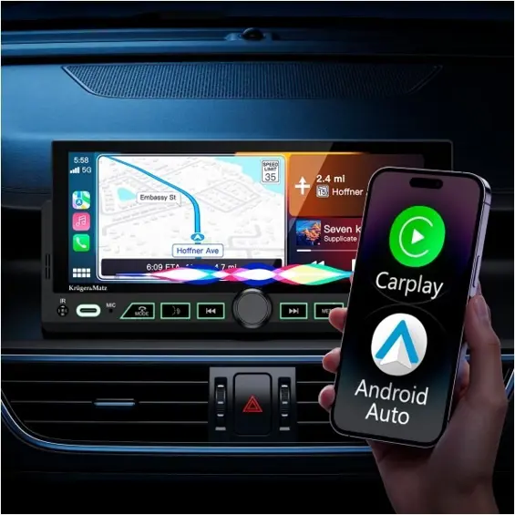 Krüger&Matz KM2017 1 DIN autoradio s CarPlayom, Android Autom i zaslonom 6,86″