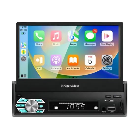 Krüger&Matz KM2018 1 DIN autoradio s izvlačivim 7″ zaslonom, CarPlayom i Android Autom