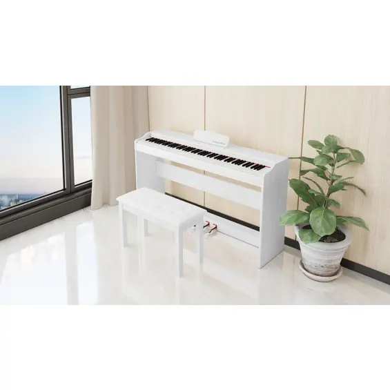 KRÜGER&MATZ KMDP-105-WH – Digitalni pianino s 88 tipki, klavirska mehanika, 192 glasa, Bluetooth 5.0, 3 pedale, bijeli
