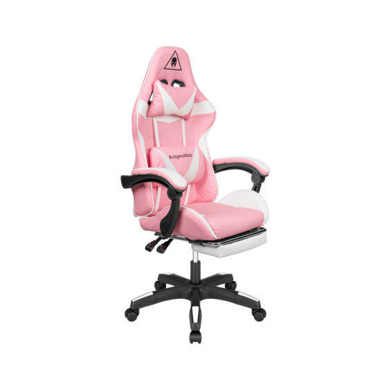 Krüger&Matz Warrior GX-150 gaming stolica s osloncem za noge, bijelo-ružičasta, do 150 kg