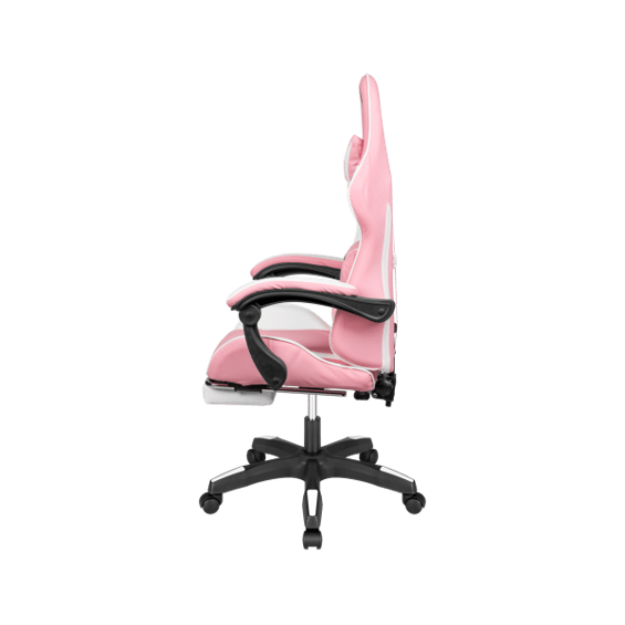 Krüger&Matz Warrior GX-150 gaming stolica s osloncem za noge, bijelo-ružičasta, do 150 kg