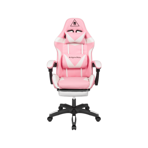 Krüger&Matz Warrior GX-150 gaming stolica s osloncem za noge, bijelo-ružičasta, do 150 kg