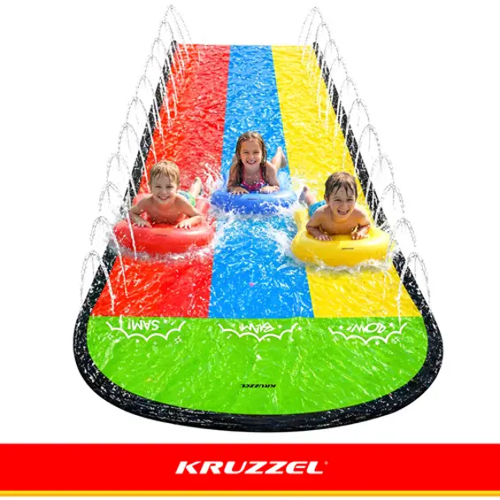 Kruzzel vodeni tobogan s fontanom 480 cm – trostruka staza + 3 daske za klizanje
