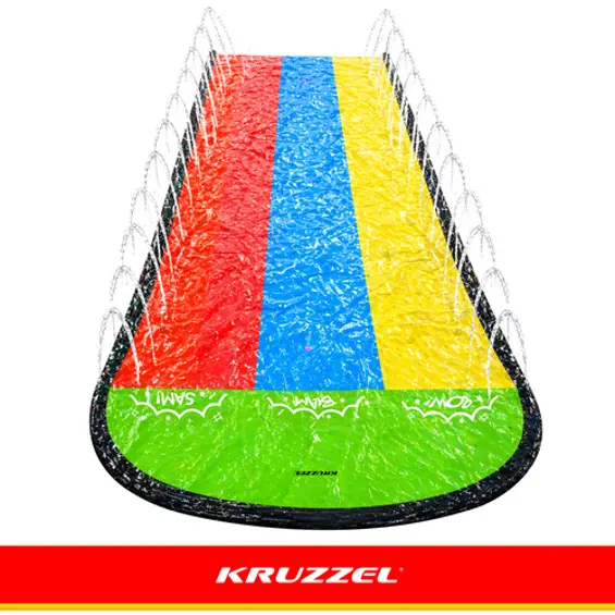 Kruzzel vodeni tobogan s fontanom 480 cm – trostruka staza + 3 daske za klizanje