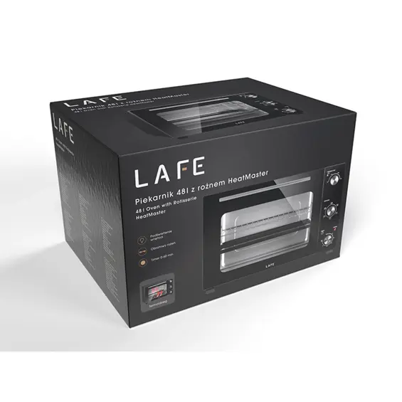LAFE HeatMaster Električna Mini Pećnica – 48 L, 1800 W, Konvekcija, Ražanj i Osvjetljenje