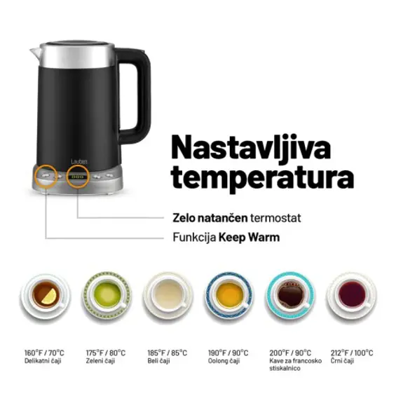 Lauben električno kuhalo EK17SB – brzo zagrijavanje vode uz moderan izgled