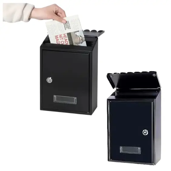 LEAN 26733 poštanski sandučić od pocinčanog čelika – 26,5 × 18,5 × 6,5 cm, zaključavanje, 2 ključa, crni