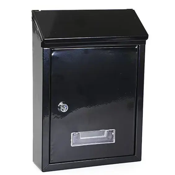LEAN 26733 poštanski sandučić od pocinčanog čelika – 26,5 × 18,5 × 6,5 cm, zaključavanje, 2 ključa, crni