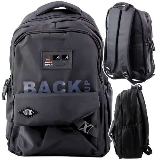 LEAN Back Up 22056 gradski i školski ruksak 23 L – 6 džepova, 46 cm, crni