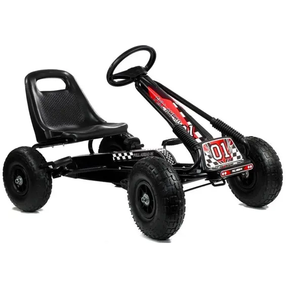 LEAN CARS A-15 dječji gokart na pedale s kotačima na napuhavanje – crni