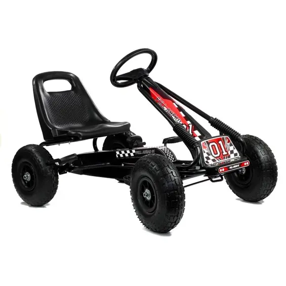 LEAN CARS A-15 dječji gokart na pedale s kotačima na napuhavanje – crni