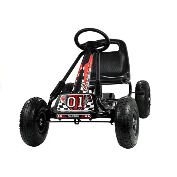 LEAN CARS A-15 dječji gokart na pedale s kotačima na napuhavanje – crni