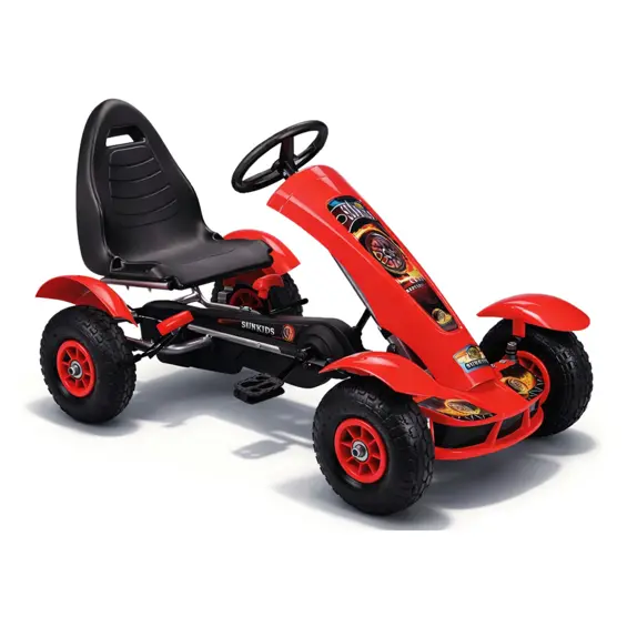 LEAN CARS F618 dječji gokart na pedale s gumenim kotačima i ručnom kočnicom – crveni