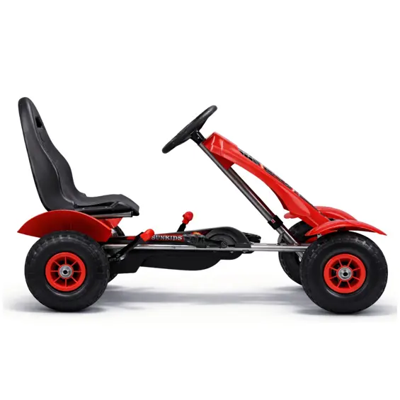 LEAN CARS F618 dječji gokart na pedale s gumenim kotačima i ručnom kočnicom – crveni