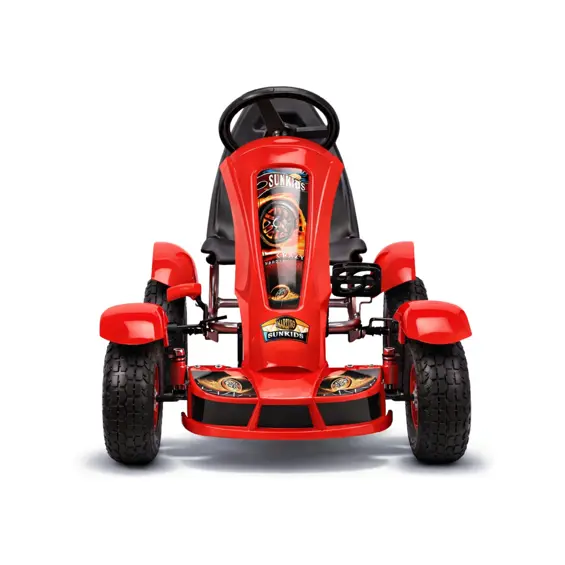 LEAN CARS F618 dječji gokart na pedale s gumenim kotačima i ručnom kočnicom – crveni