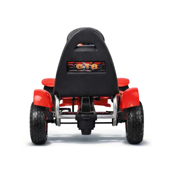 LEAN CARS F618 dječji gokart na pedale s gumenim kotačima i ručnom kočnicom – crveni
