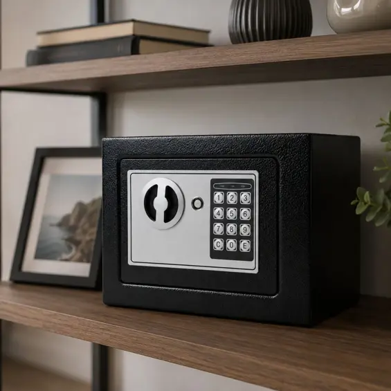 LEAN elektronički sef 6 L za novac, dokumente i ključeve 22,5 × 17 × 16 cm – crni