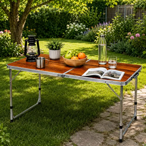Lean Sklopivi kamperski stol s podesivom visinom 120 × 60 cm – dekor drveta