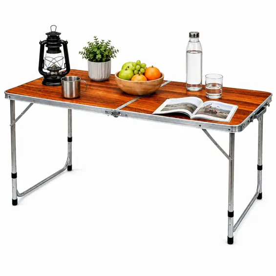 Lean Sklopivi kamperski stol s podesivom visinom 120 × 60 cm – dekor drveta
