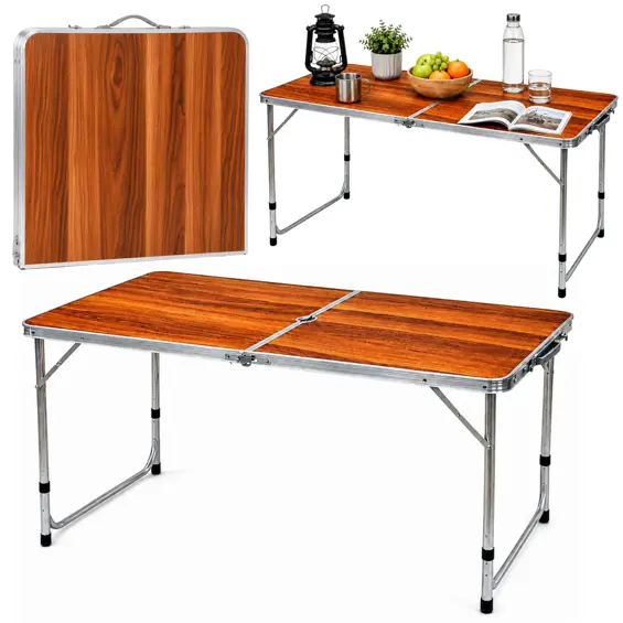 Lean Sklopivi kamperski stol s podesivom visinom 120 × 60 cm – dekor drveta