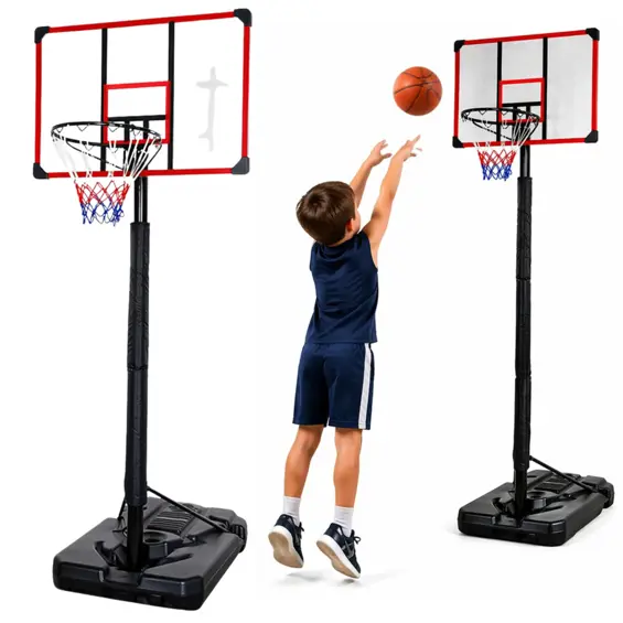 LEAN Sport prijenosni košarkaški koš s postoljem 200–305 cm – podesiva visina, mobilni stalak, obruč 45 cm