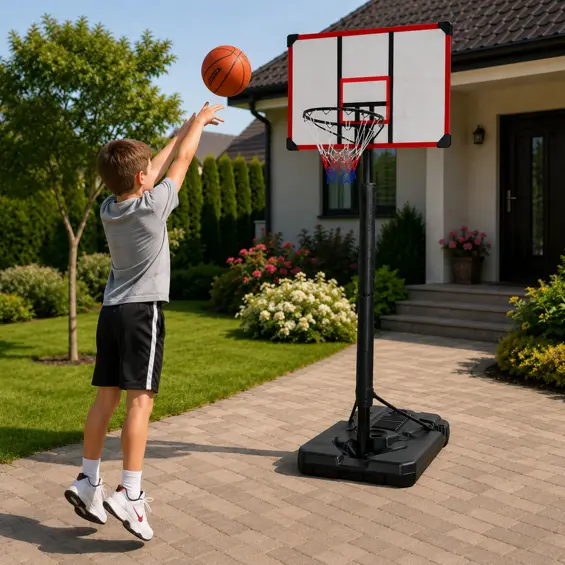 LEAN Sport prijenosni košarkaški koš s postoljem 200–305 cm – podesiva visina, mobilni stalak, obruč 45 cm